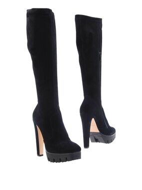 Le Silla Leather Black Over-the-Knee Platform Heel Boots